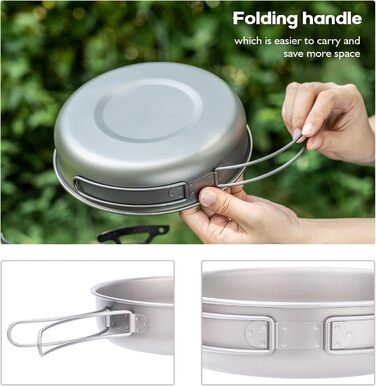Кемпінгова сковорода 18 см Сковорода зі складною ручкою Ультралегкий дорожній посуд на 1 особу Посуд для пікніка Портативна тарілк