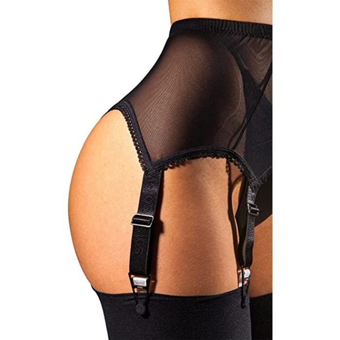 Жіночий пояс для панчіх, тримач для панчіх великих розмірів, пояс для панчіх з затискачами, пояс для панчіх до стегна з 6 ремінцями, розтягуваний пояс для білизни, XS-2XL, чорний-пластиковий-hebilla L-XL