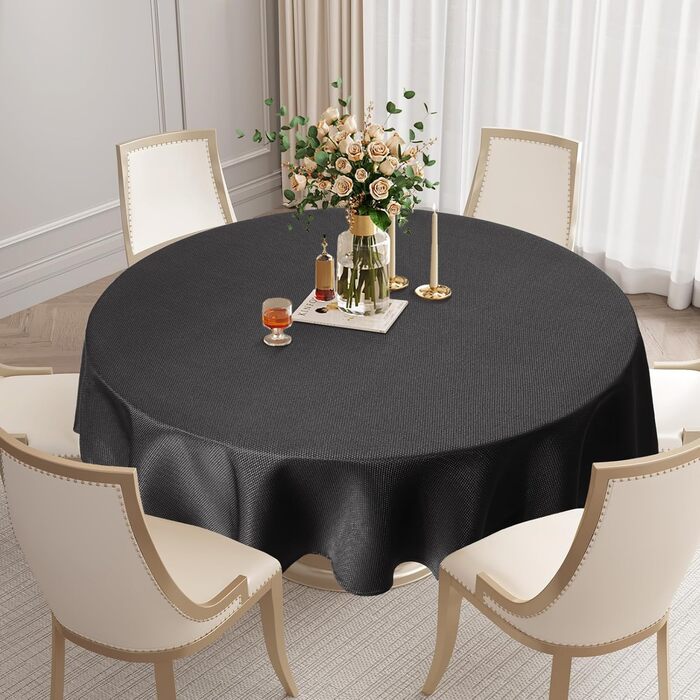 Скатертина Softalker миється кругла 240 см Жаккардові геометричні скатертини водовідштовхувальні скатертини сірі декоративні скате