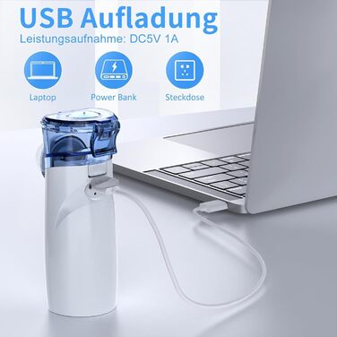 Інгалятор для дітей та дорослих, інгалятор-небулайзер, портативний інгалятор від респіраторних захворювань, що перезаряджається Ефективний, регульований розпилювач Низький рівень шуму, самоочищення