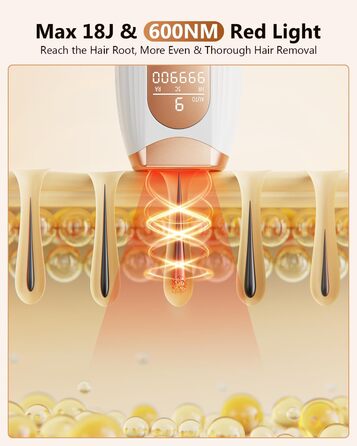 Пристрої IPL Лазер для видалення волосся, 600NM лазер для видалення волосся IPL, 9 рівнів енергії, 999 900 світлових імпульсів, 3 розширені функції-HR/SC/RA, лазерна епіляція пахв, обличчя, бікіні