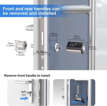 Електронний дверний замок із відбитком пальця WELOCK Touch61, циліндр замка передніх дверей, біометричний відбиток пальця та карта RFID, робочий додаток Bluetooth IP65 для дверей 30-70 мм