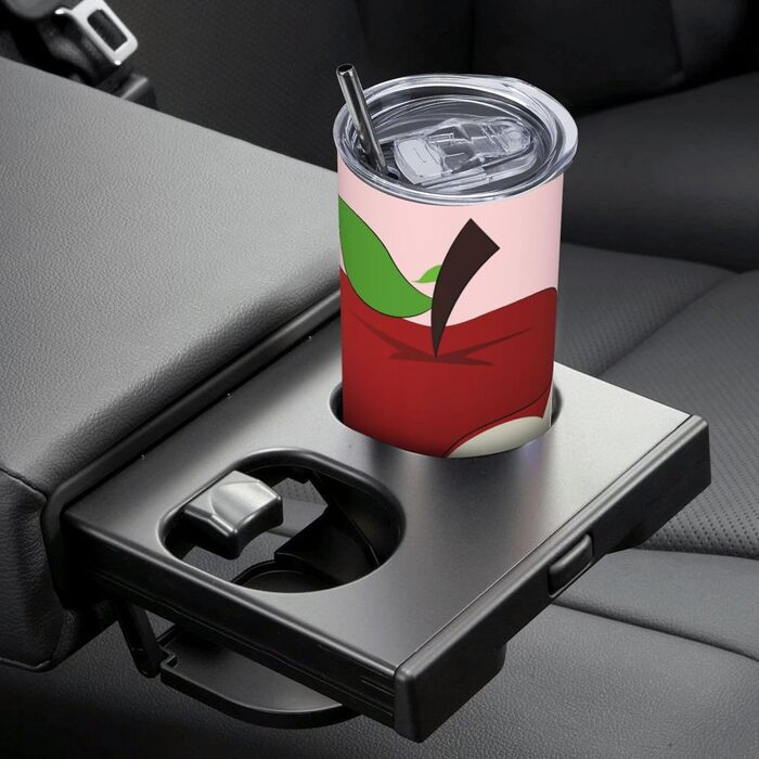 Кухоль з прямою трубочкою, 590 мл, мультяшний, червоні фрукти, принт, дорожній кухоль, підходить для кемпінгу, офісу та дому