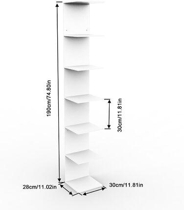 Книжкова полиця, окремостояча полиця з 6 полицями, біла настінна полиця, кухонна полиця, полиця для рослин, окремостояча настінна, для кухні, вітальні, спальні