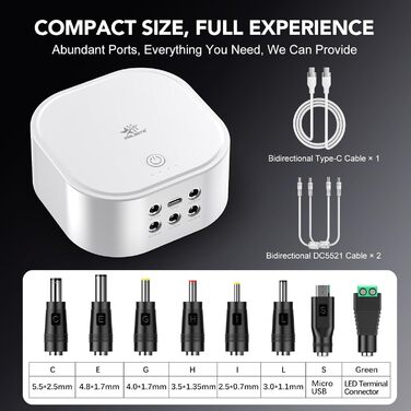 З підтримкою швидкої зарядки PD30W, DC-виходами (5V, 9V, 12V, 15V, 24V) та портами Type-C для входу/виходу, 10.8V 5200mAh (56.16Wh)