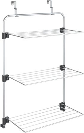 Сушарка для білизни Metaltex Gale над дверима, сіра з покриттям Epotherm, 3,5 x 58 x 87 см, для сушіння білизни в душовій кабіні