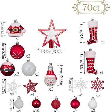 Різдвяні кульки 70 шт червоні Valery Madelyn