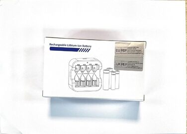 Акумуляторні літієві батарейки типу АА 1,5 В - 4 шт. з надшвидким зарядним пристроєм 2H для офісного та побутового обладнання, тривала робота, висока ємність 3500 мВтгод, час циклу до 1300x, постійна потужність, 4 шт. зарядний пристрій, 4 шт. 1 зарядний п