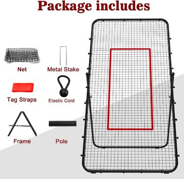 Волейбольна сітка LIANTRAL 2,2 × 1,2 м – тренувальне обладнання з зоною відбивання для лакросу, бейсболу та вправ, регульована для заднього двору, приміщення чи вулиці, чорна