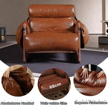 Крісло, крісло для читання, спальня, зручні крісла для обіймів, ретро-крісло з дерев&39яним каркасом та зручним сидінням для вітальні, спальні, домашнього офісу, рецепції, балкона, коричневий