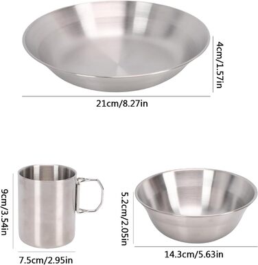 Набір столових приборів CHICIRIS, портативний набір посуду з нержавіючої сталі для кемпінгу, двошарова чашка, потовщена миска, тарілка, ніж, виделка, ложка, комбінація посуду для кемпінгу, пікніка