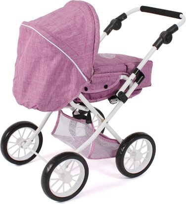 Лялькова коляска Лені, комбінована лялькова коляска 2в1 зі знімною люлькою, джинсовий рожевий, 560-62, 64 x 37 x 68 см, 2000 -