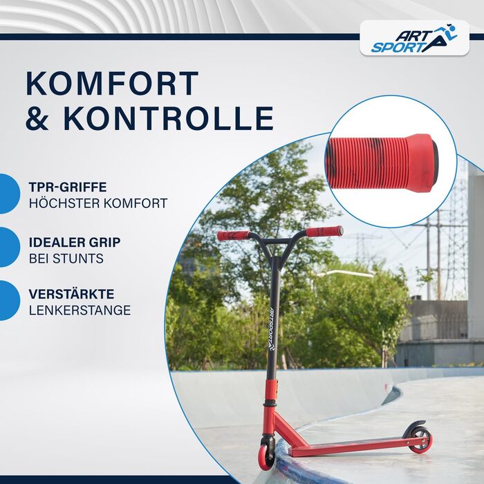 Трюковий самокат ArtSport з керуванням на 360, кулькові підшипники ABEC 9, 100 мм PU колеса та клейка стрічка, веселий самокат для