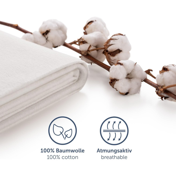 Наматрацник Blumtal Premium Molton 160x200 см 100 бавовна - сертифікований Oeko-Tex. Наматрацник Molton 160x200 см - Наматрацник 160x200 - Безшумний та повітропроникний - Підкладка під матрац 160x200 160 x 200 см - Білий