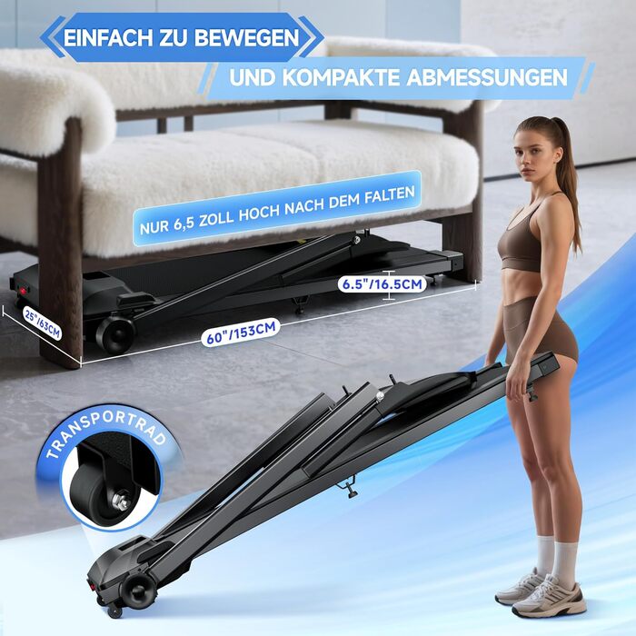 Складана бігова доріжка для домашнього використання - Електрична складна бігова доріжка 12 км/год, 2,5 к.с. Надтихий, складна настільна бігова доріжка, складна підкладка для ходьби для дому та офісу Avnbdao