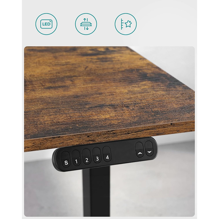 Електрична настільна підставка SONGMICS з регулюванням висоти, подвійний двигун, з гачками, безступінчасте регулювання, функція пам&39яті, сталь, чорний колір LSD019B01