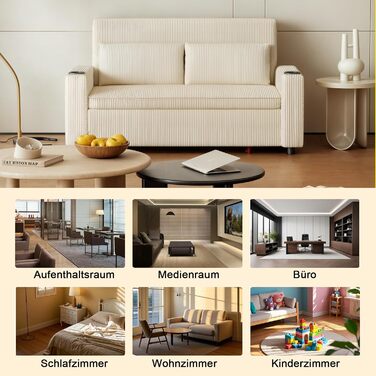 Диван Devoko з функцією сну, розкладний диван-ліжко з регульованою спинкою, невеликий диван-ліжко, розкладний диван, 2-місний диван для вітальні та спальні, бежевий 75Г x 160Ш см