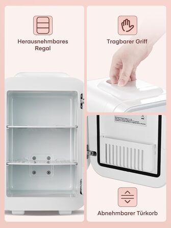 Міні-холодильник FOHERE 5 л зі світлодіодним дзеркалом, 220 В змінного струму / 12 В постійного струму, холодильник для напоїв, не