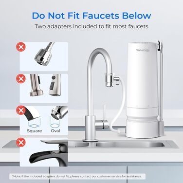 Настільний фільтр для води, 4000 галонів фільтр для води з крана з нагадуванням про термін служби фільтра, зменшує вміст важких металів, неприємного запаху та 99 хлору (1 фільтр у комплекті), 05