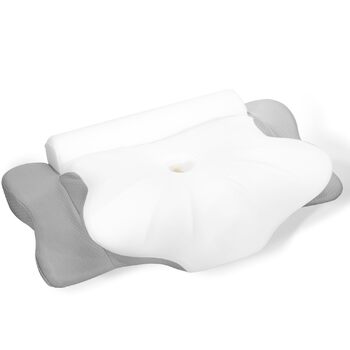 Подушка для сну на боці з піни з ефектом пам&39яті LAMB, ергономічна подушка, подушка для шиї &quotдва в одному&quot та подушка-валик для шиї, ортопедична подушка для шиї, підходить для болю в шиї, сіра