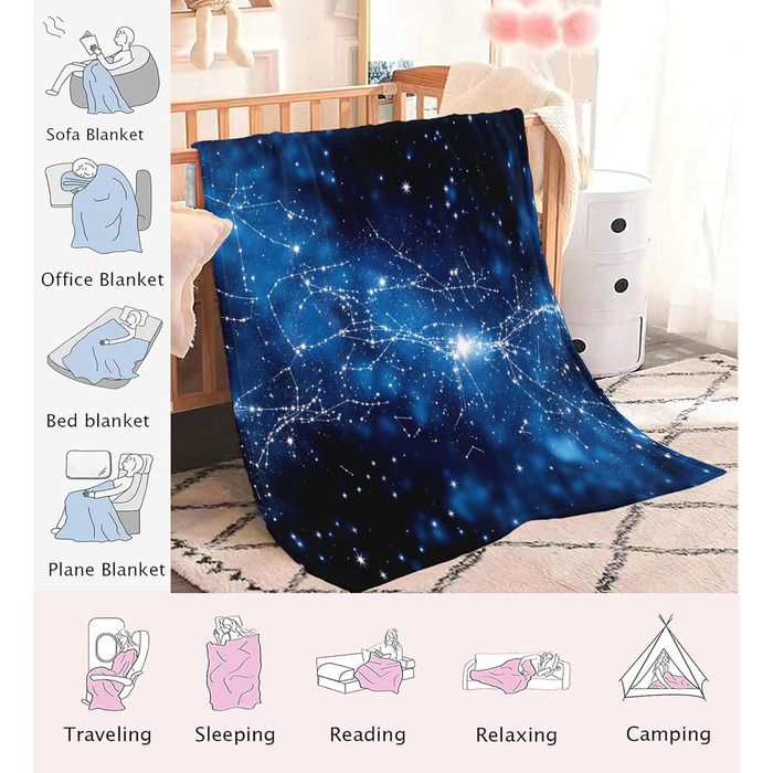 Ковдра &quotСузір&39я&quot, М&39яка ковдра, Легка ковдра, Плед &quotГалактика&quot 150200 см, Пухнаста фланелева ковдра, Ковдра на диван, Дорожня ковдра, Всесезонна ковдра, Сузір&39я/Галактика 150200 см