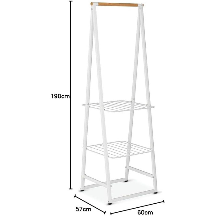 Вішалка для одягу Linn - Дві полиці з регульованою висотою - Вішалка для одягу - Вішалка для одягу - Розвішування, провітрювання або сушіння одягу - Економія місця - Стійкий і стабільний - Білий - Маленький