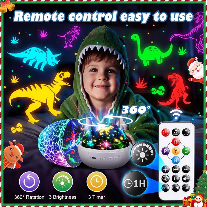 Нічник Staryou Зоряне небо Проектор для дітей, 15 музичних нічників-іграшок-динозаврів, 3 фільми 31 колір лампи-динозавра, пульт дистанційного керування яскравість таймер яйце-динозавра, хлопчик 4 роки, ідея подарунка, білий