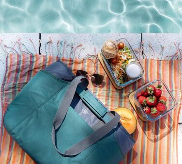 Сумка alfi ISO 2в1, 23 літри, колір морської сосни, термосумка-холодильник з поліестеру з додатковою сумкою для перенесення, ізольована сумка для покупок, сумка для басейну, сауни, ізольована сумка, гнучка, можна прати, колір морської сосни, 23 літри