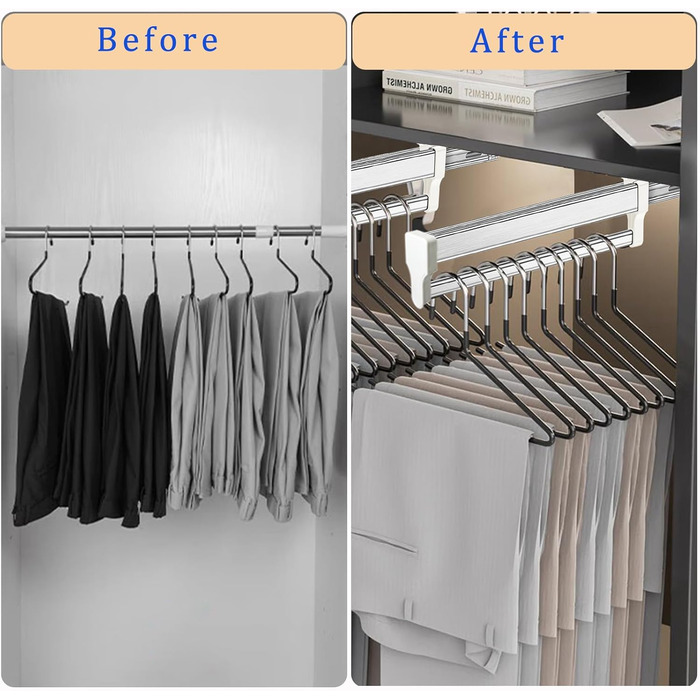 Висувна штанга для одягу для висування вішалок для одягу. Регульована телескопічна штанга для гардеробу, 347 мм, біла.