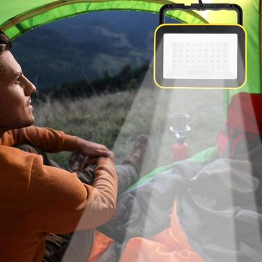 Багатофункціональний світлодіодний будівельний ліхтар із водонепроникним класом захисту IPX4 та акумулятором ємністю 2000 мАг для застосування на вулиці та всередині приміщень. Портативний будівельний ліхтар.