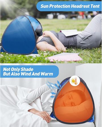 Міні-намет для голови, розкладний намет, міні-пляжний намет, автоматичний пляжний намет, портативний сонцезахисний намет, намет з підголівником, ідеально підходить для кемпінгу на пляжі та активного відпочинку на свіжому повітрі