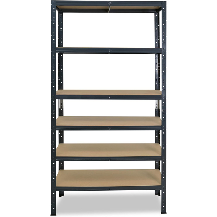 Надміцний домашній стелаж, антрацитовий/металевий стелаж з 6 полицями/металевий стелаж для підвалу, гаражний стелаж, стелаж для майстерні або стелаж для зберігання/змішаний металевий стелаж з вантажопідйомністю 145 кг В 200 см / Ш 100 см / Г 40 см, 200x10