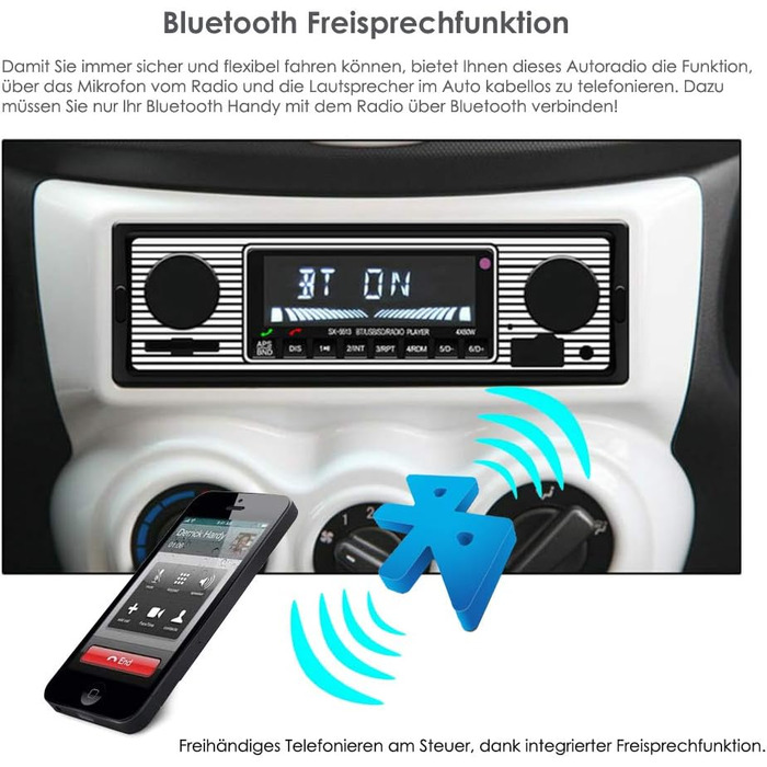 Автомобільна радіостанція iFreGo з Bluetooth гучний зв'язок, 1 DIN Bluetooth радіо з USB-портом/AUX/TF/MP3-плеєром, FM-автомагнітола з бездротовим пультом дистанційного керування, дисплей часу, 60WX4