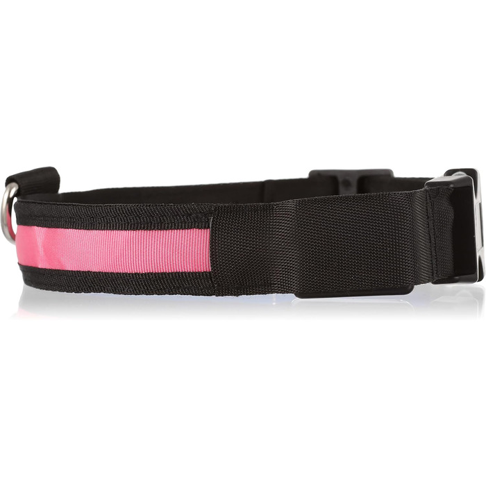Світловідбиваючий LED-нашийник для собак KABB SUN-46-06, акумуляторний, безпека для улюбленців, водонепроникний, регульований (до 65 см), рожевий