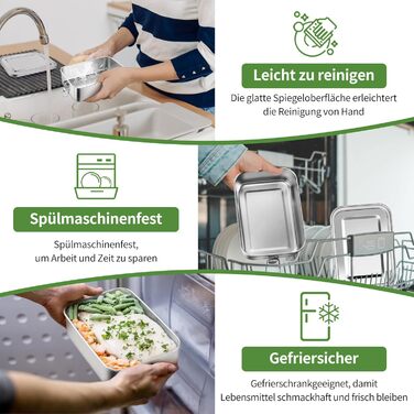 Ланчбокс Homikit з роздільниками, нержавіюча сталь, 850 мл. Бенто-бокс з сумкою для дітей та дорослих, контейнер для обіду з виймаються перегородками та герметичною кришкою з силіконовим ущільнювачем.