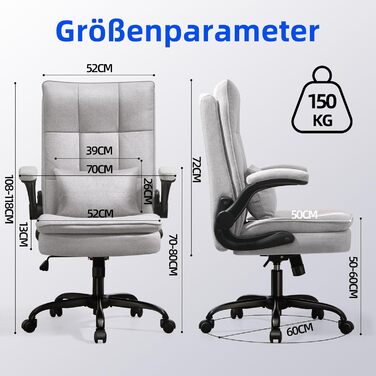 Ергономічне офісне крісло Storeo Imp, до 150 кг, дихаюча тканина, оновлений сірий колір