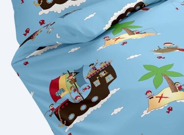 Дитяча постільна білизна Dream Art Kids Renforce, піратська, синя, 100 x 135 см, вкл. подушку 40 см x 60 см