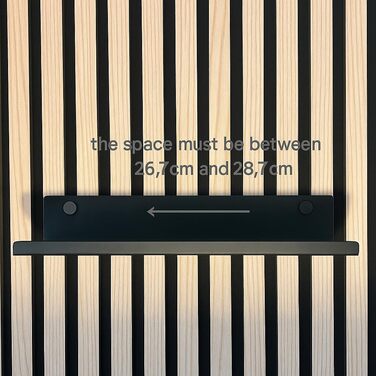 Настінна полиця для акустичних панелей, ширина 30,4 см, металева, свердління не потрібне (34,4 см)