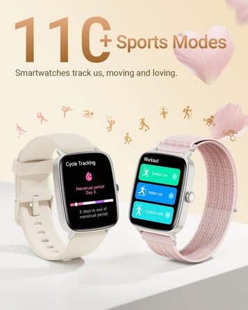 Розумний годинник для чоловіків та жінок з функцією телефону, фітнес-годинник 1,85 дюйма, понад 100 спортивних режимів, фітнес-трекер з моніторингом серцевого ритму/SpO2/сну, крокомір, водонепроникний спортивний годинник IP68 для iOS та Android, бежевий