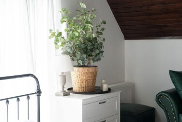 Декоративний квітковий горщик круглий, плетений з морської трави з пластиковою вставкою для посадки - горщик для рослин - 34см 1 3