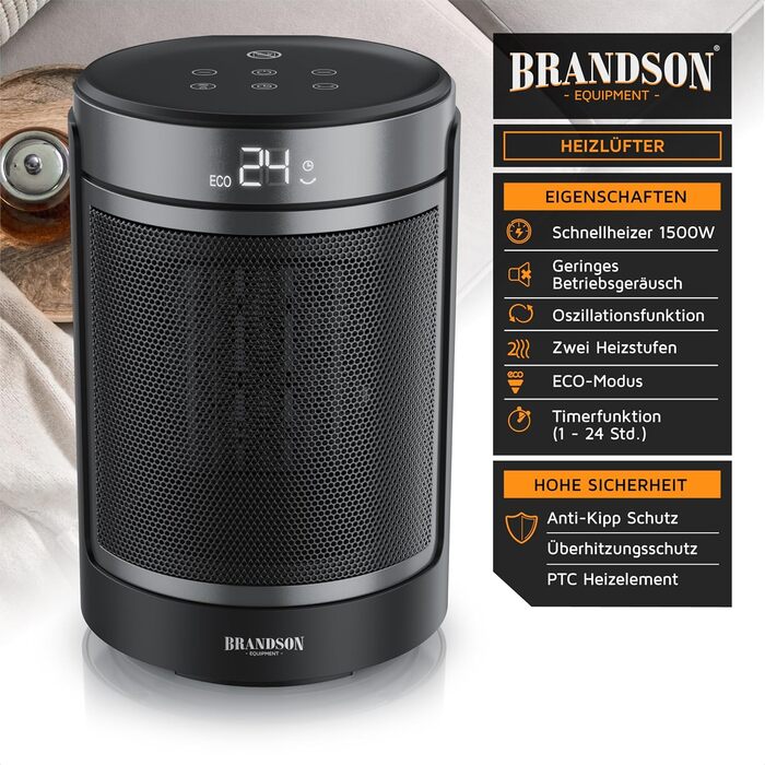 Тепловентилятор з дистанційним керуванням - Режим ECO для енергозберігаючої роботи - Коливання 50 - 2 рівні нагріву - Захист від перегріву та перекидання