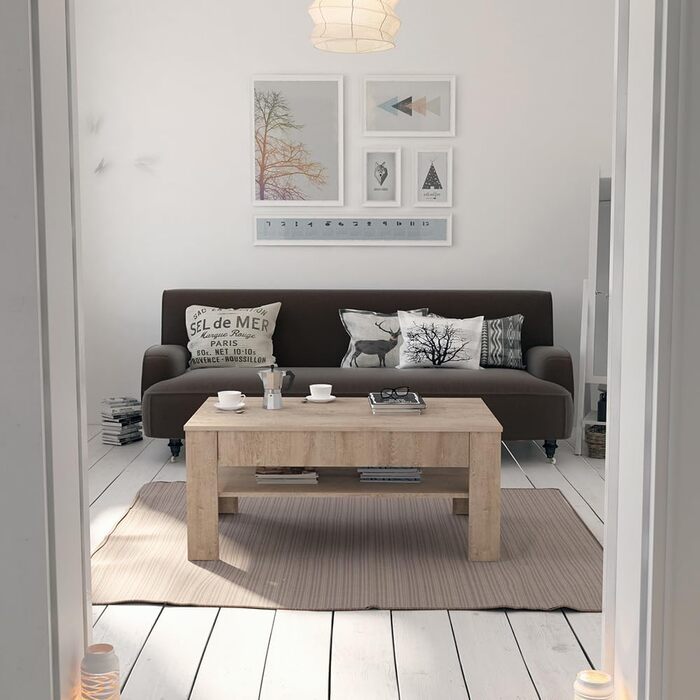 Журнальний столик Vicco Milan, стіл для вітальні з шухлядою, Сонома, 92,2 x 65 см