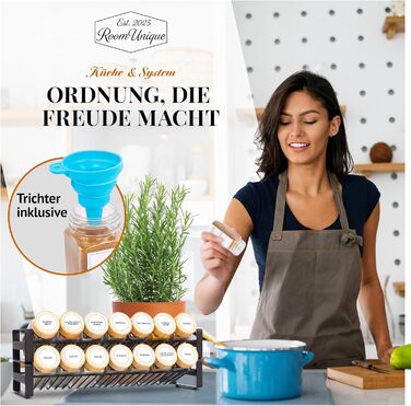 Підставка для спецій з баночками для спецій 21 банка (по 120 мл кожна) з бамбуковими кришками Етикетки Вставки для шейкера Лійка щіточка Металева підставка 36,62511 см Модульна з можливістю запису Маркер у комплекті