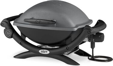 Електрогриль Weber Q1400, 43 x 32 см, темно-сірий (52020079) та преміум-чохол для гриля серії Q100/1000, чорний, 27.9x25.4x23.6 см (7117) комплект