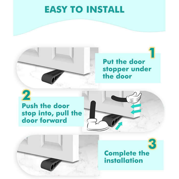 Дверний клин для підлоги, нековзний, міцний і важкий, гумовий дверний клин, гумові клини для всіх поверхонь