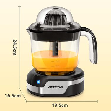 Електрична соковижималка для цитрусових, великий об'єм 1,2 л, соковижималка зі світлодіодним робочим підсвічуванням і 2 знімними к