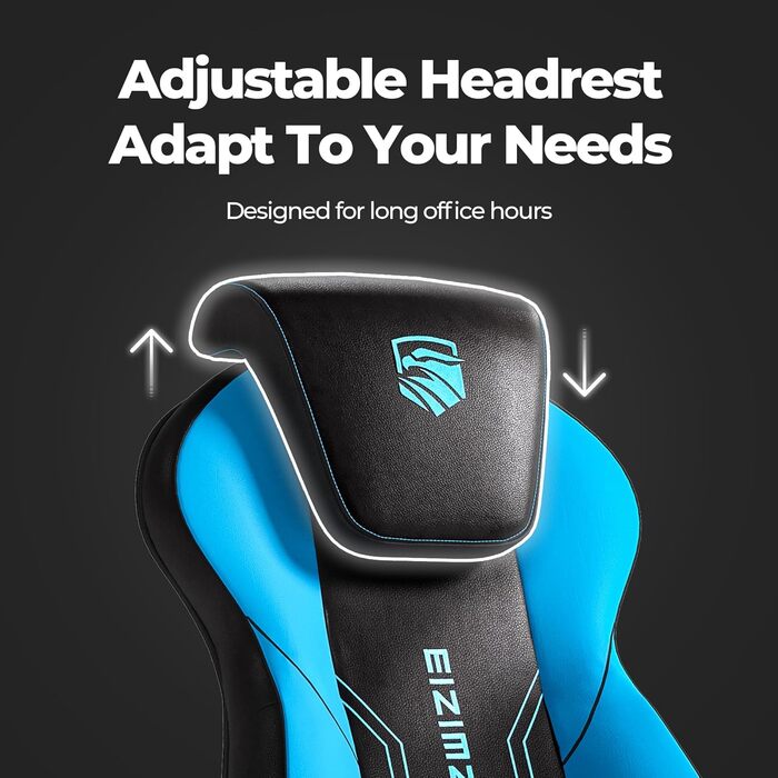 Геймерське крісло з підставкою для ніг та підголівником, ергономічне крісло керівника для дорослих, велике ігрове крісло з поперековою опорою, обертове крісло зі штучної шкіри для ігрової обстановки та домашнього офісу (274-Blue)