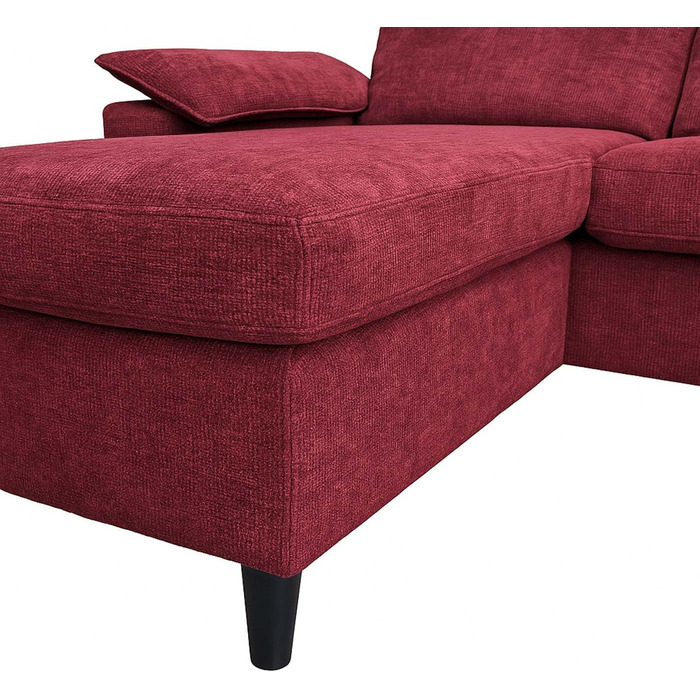 Комплект диванів Mendler HWC-O71, кутовий диван L-подібної форми, зона відпочинку ліворуч/праворуч, тканина (320 г/м) дерево 84x229x140 см - Бордо