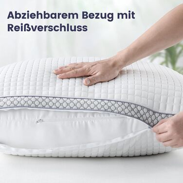 Подушка BedStory 80x80 зі знімним чохлом, регульованим наповнювачем з волокна, готельна подушка на блискавці, комплект з 2 подушок з мікрофібри 1500 г, подушка для шиї, яку можна прати, для алергіків 80x80 см