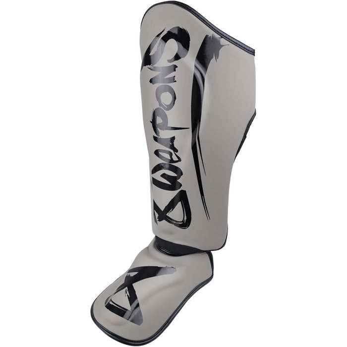 ЗБРОЇ Щитки для гомілок Unlimited 2.0, піщано-чорні, для тренувань та змагань, високоякісна синтетична шкіра та ідеальна амортизація, для муай-тай, K1, MMA, карате та кікбоксингу, 8